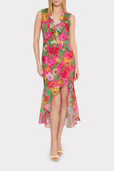 Nanci Tulip Rosette Ruffle Dress - Pink Multi