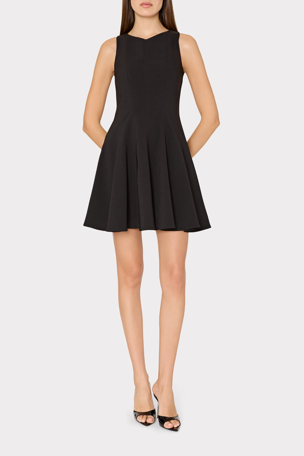 Sleeveless Stretch Cady Fit And Flare Dress - Black