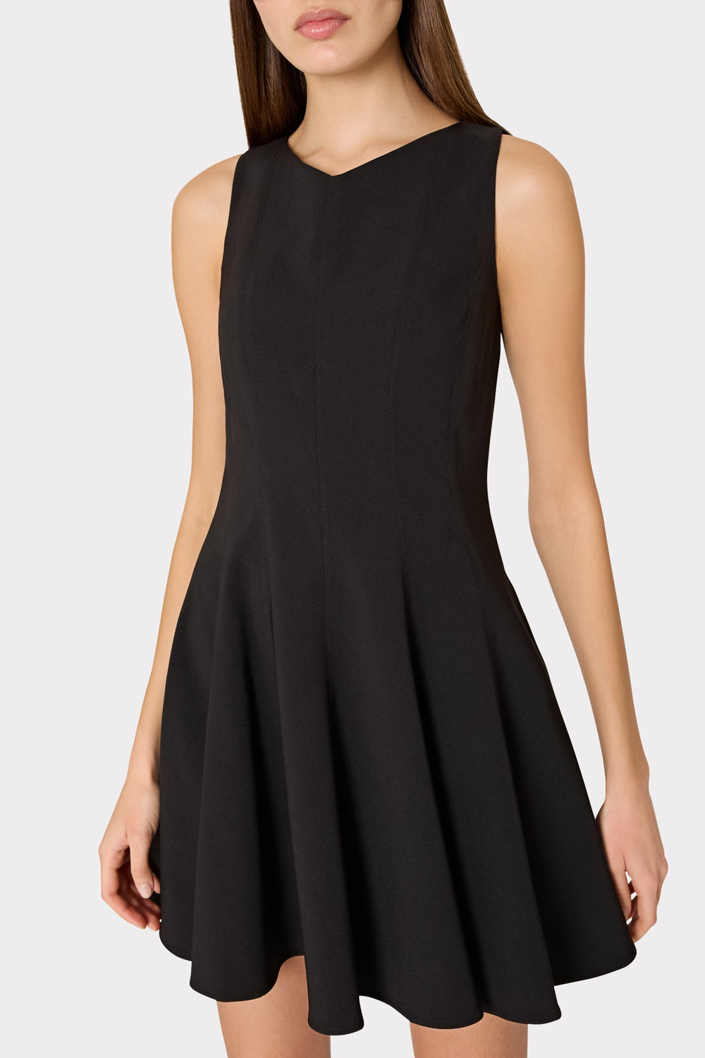 Sleeveless Stretch Cady Fit And Flare Dress - Black