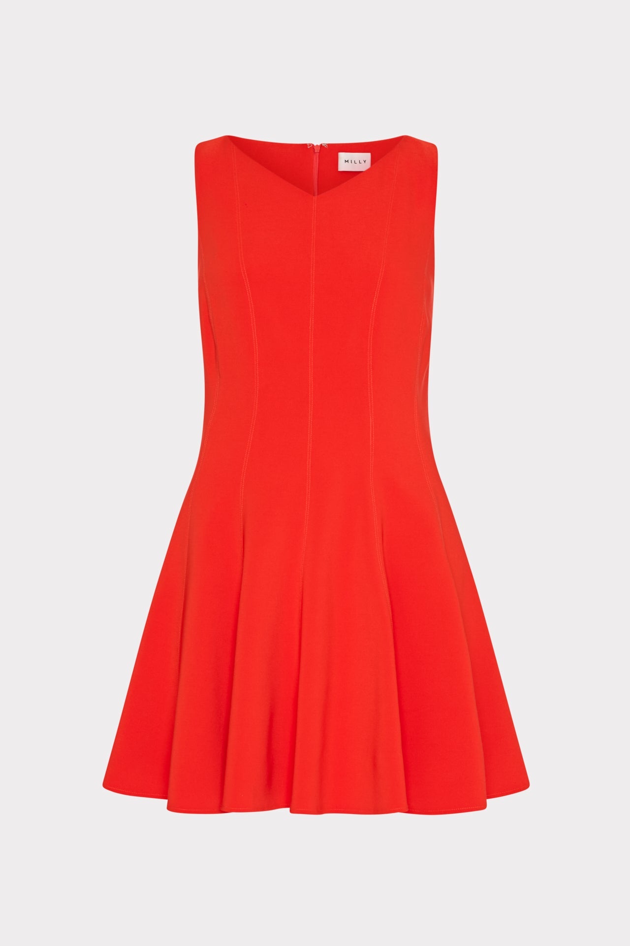 Sleeveless Stretch Cady Fit And Flare Dress - Red