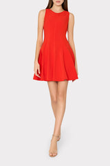 Sleeveless Stretch Cady Fit And Flare Dress - Red