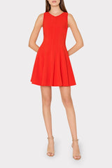 Sleeveless Stretch Cady Fit And Flare Dress - Red