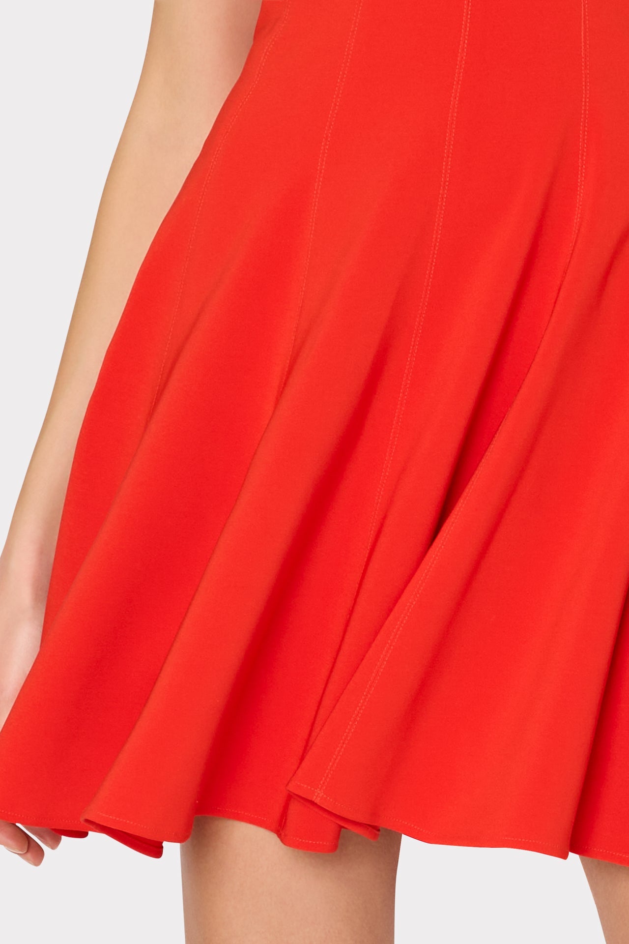Sleeveless Stretch Cady Fit And Flare Dress - Red