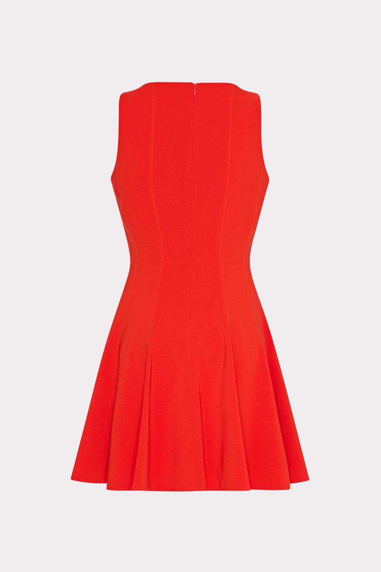 Sleeveless Stretch Cady Fit And Flare Dress - Red