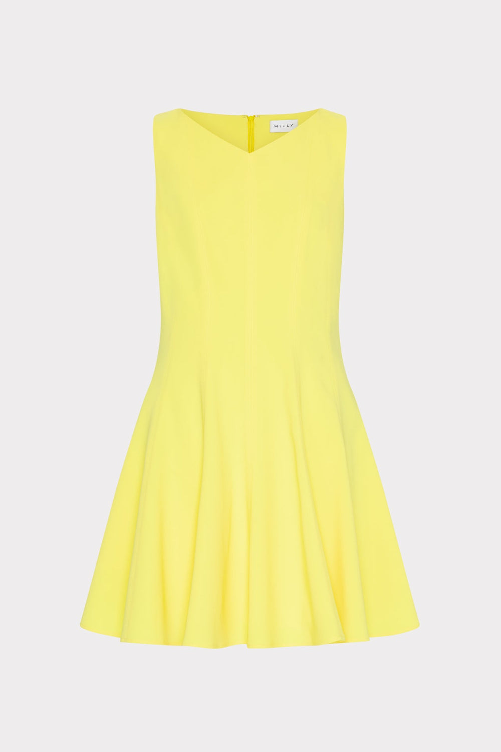 Sleeveless Stretch Cady Fit And Flare Dress - Yellow