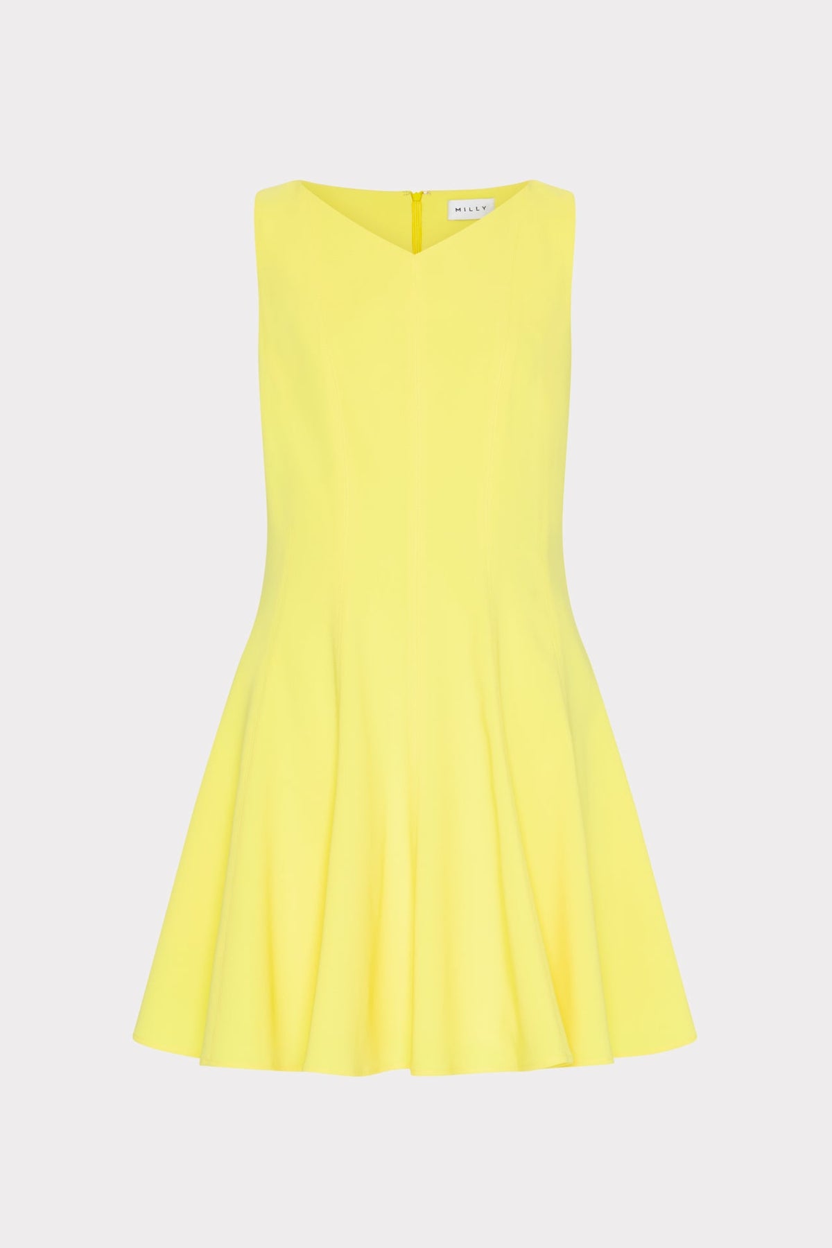Sleeveless Stretch Cady Fit And Flare Dress - Yellow