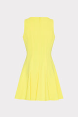 Sleeveless Stretch Cady Fit And Flare Dress - Yellow