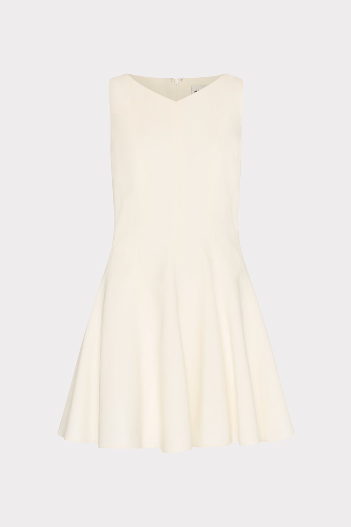 Sleeveless Stretch Cady Fit And Flare Dress - Ecru