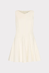 Sleeveless Stretch Cady Fit And Flare Dress - Ecru