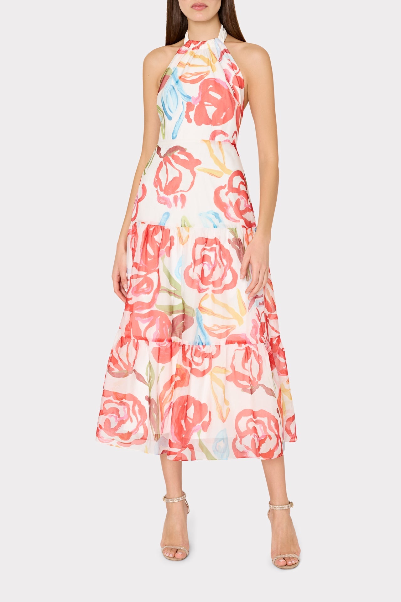 Hayden Floraison Rouge Organza Dress - Red Multi