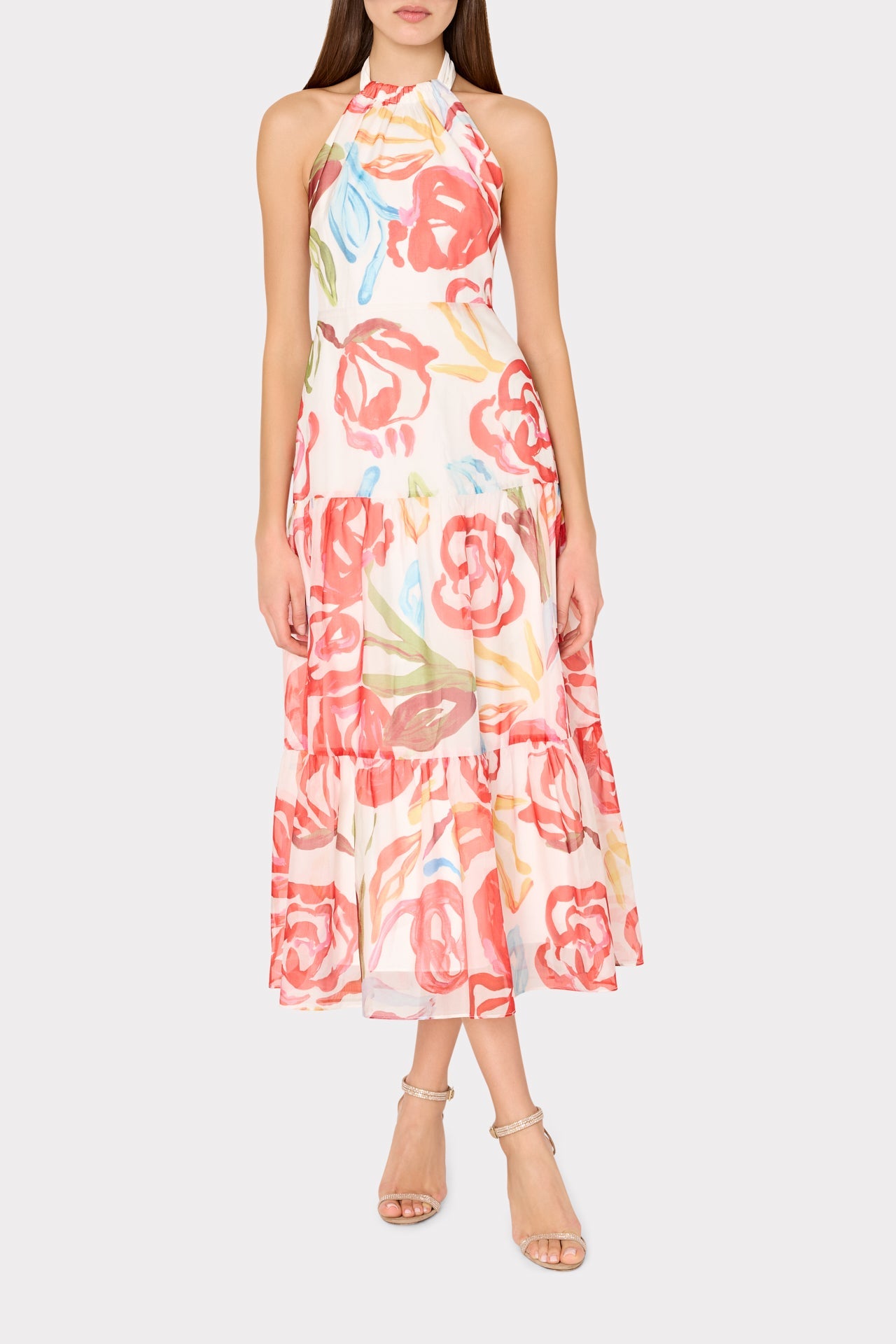 Hayden Floraison Rouge Organza Dress - Red Multi