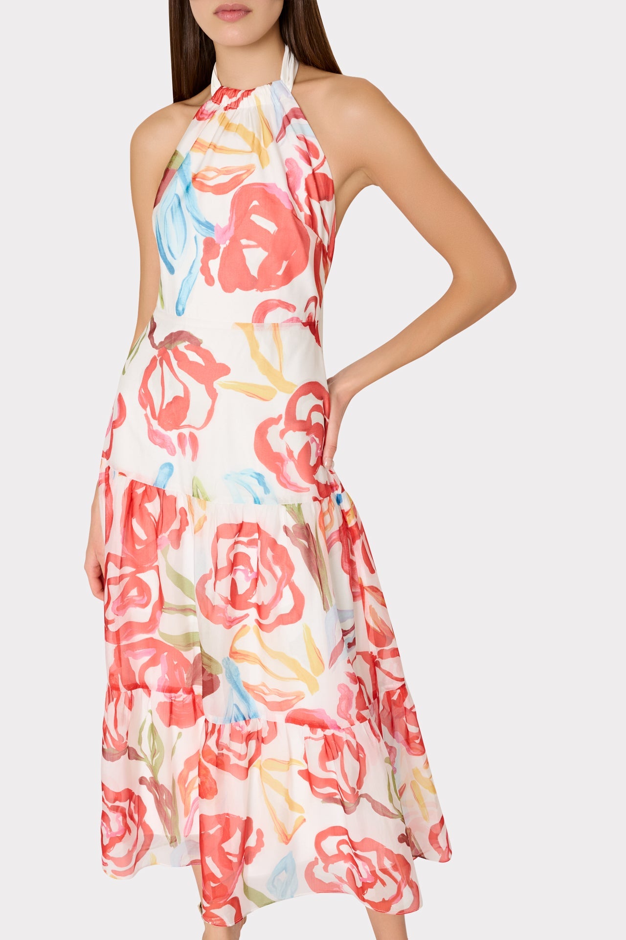 Hayden Floraison Rouge Organza Dress - Red Multi