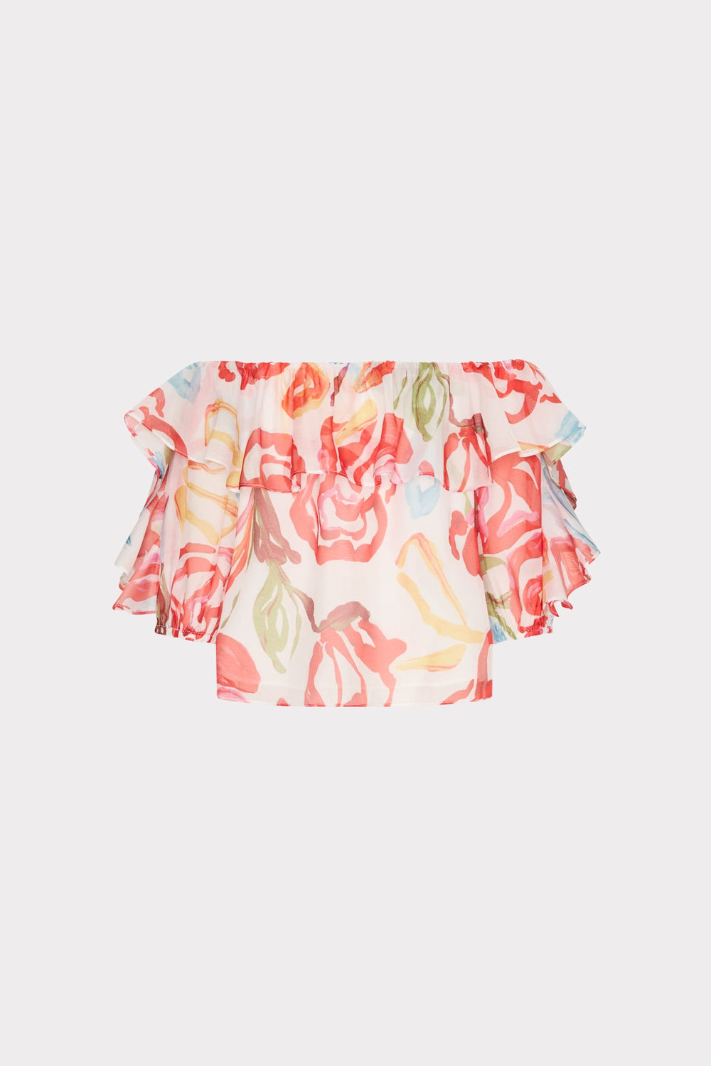 Floraison Rouge Organza Ruffle Top - Red Multi