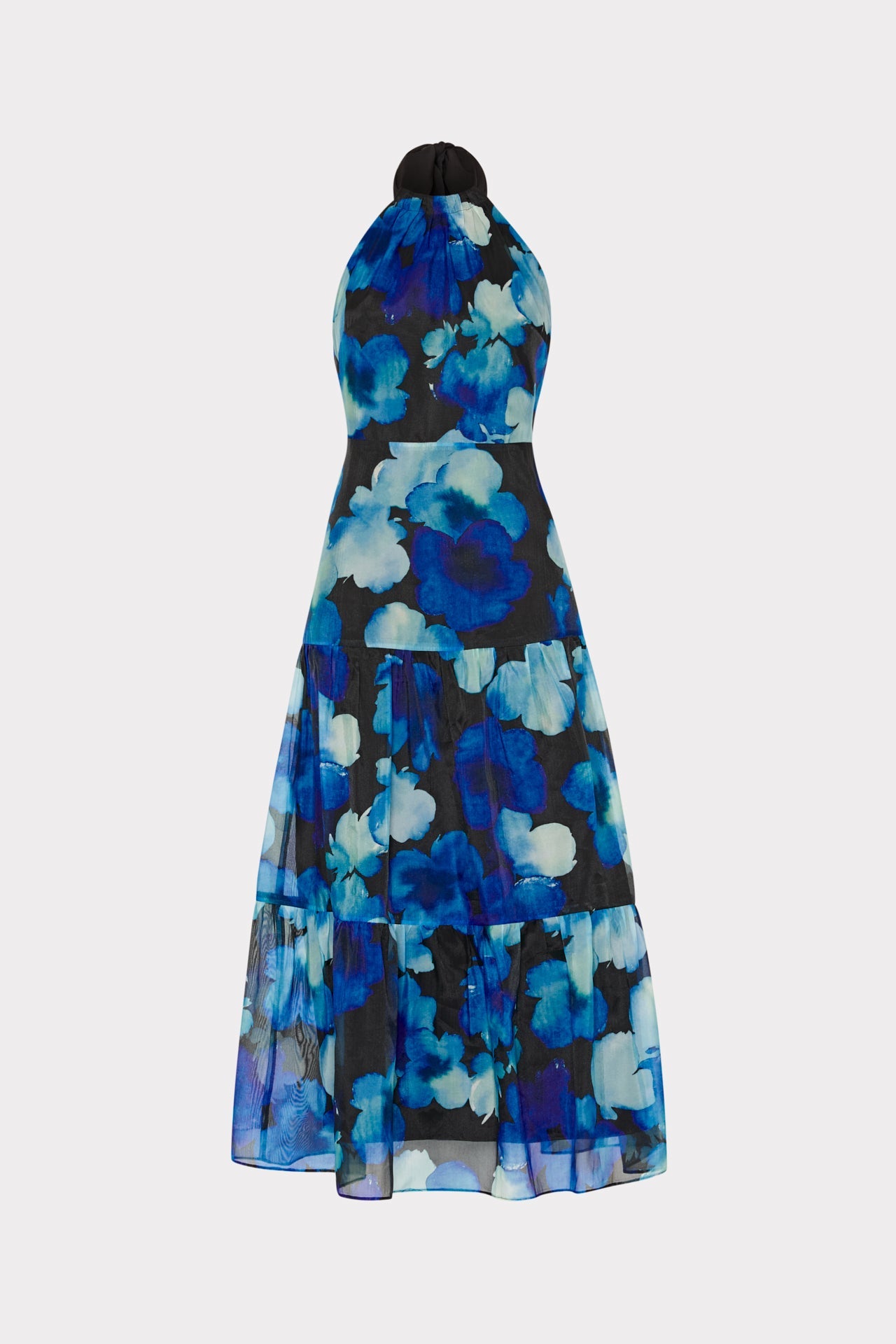 Hayden Watercolor Petals Organza Dress - Blue Multi