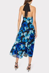 Hayden Watercolor Petals Organza Dress - Blue Multi