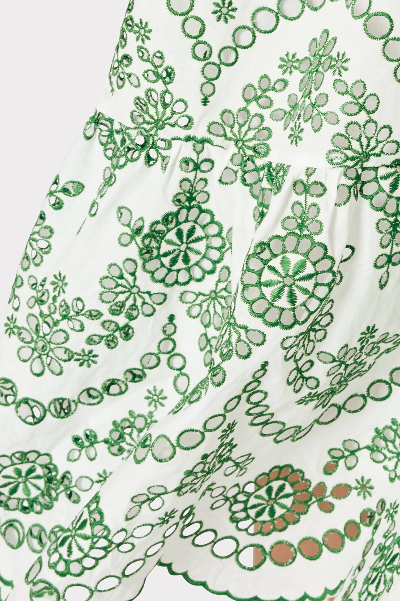 Hayden Scallop Eyelet Dress - White/Green