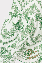 Hayden Scallop Eyelet Dress - White/Green