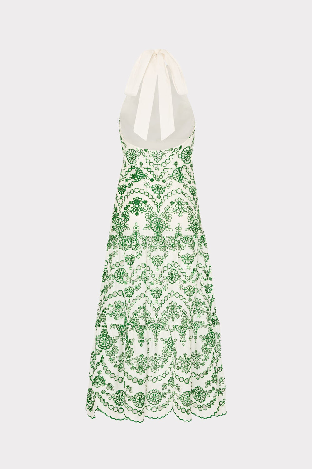 Hayden Scallop Eyelet Dress - White/Green