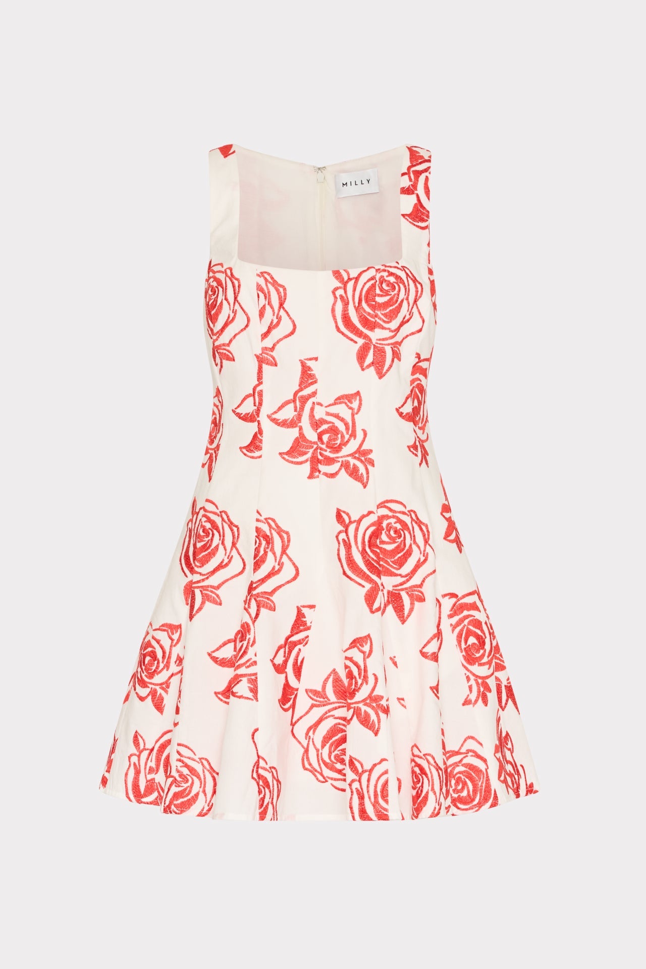 Ariel Rose Embroidery Mini Dress - Red/White