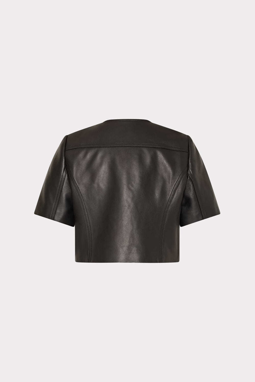 Cropped Short Sleeve Moto Jacket - Black