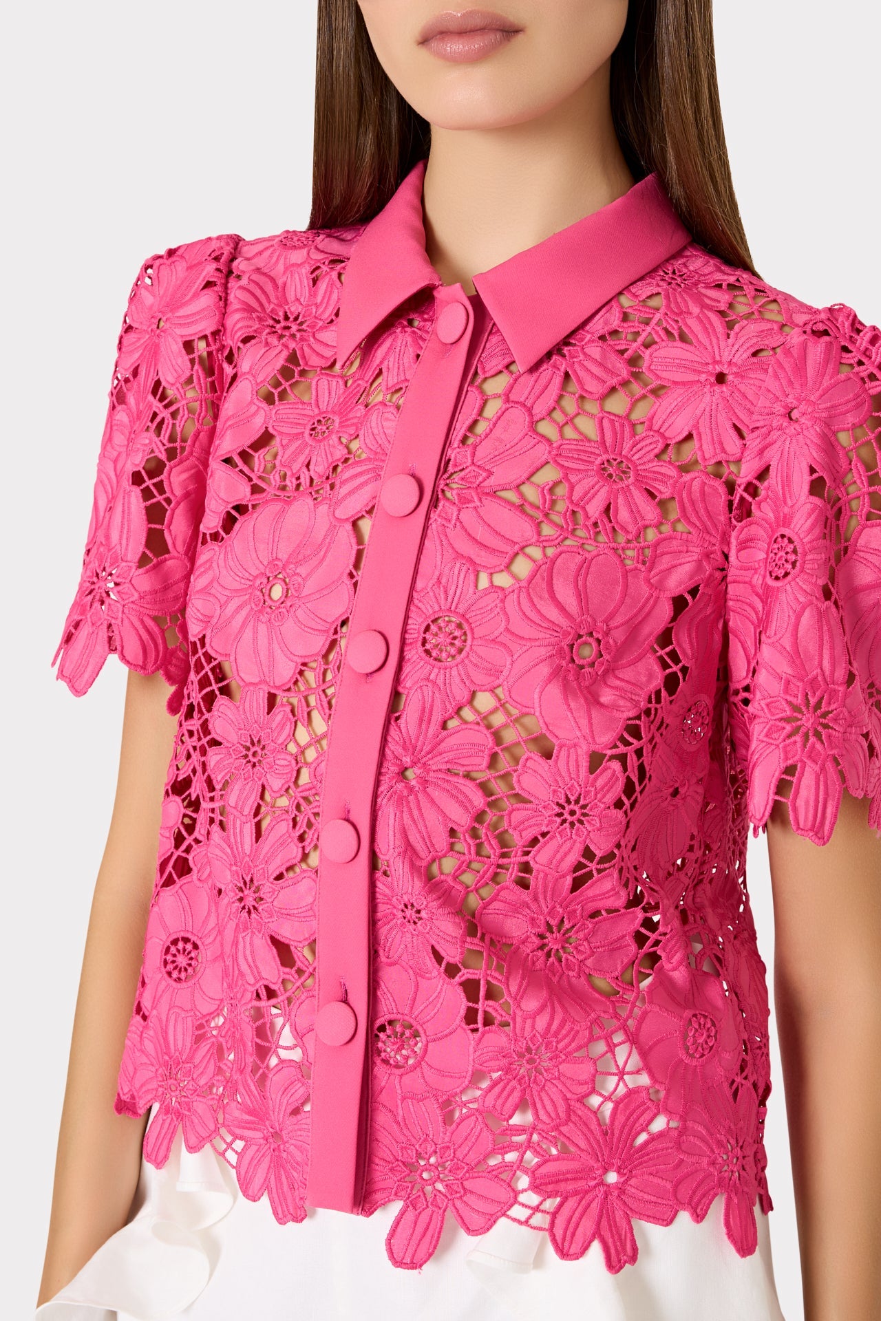 Addison Roja Lace Top - Milly Pink