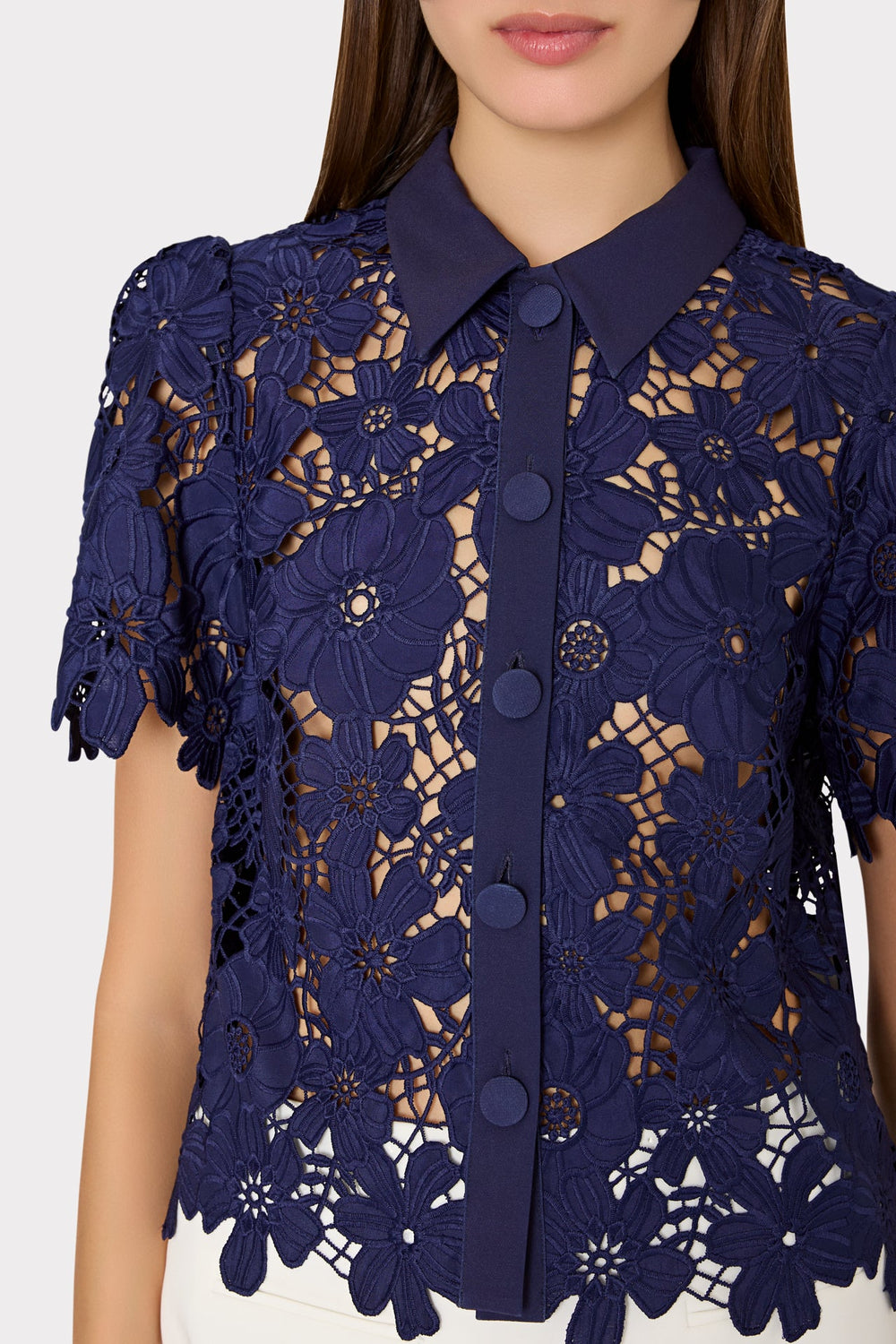 Addison Roja Lace Top - Navy