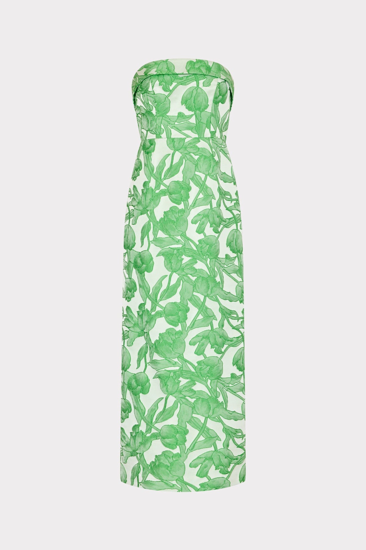 Tulip Jacquard Strapless Dress - Green Multi