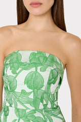 Tulip Jacquard Strapless Dress - Green Multi