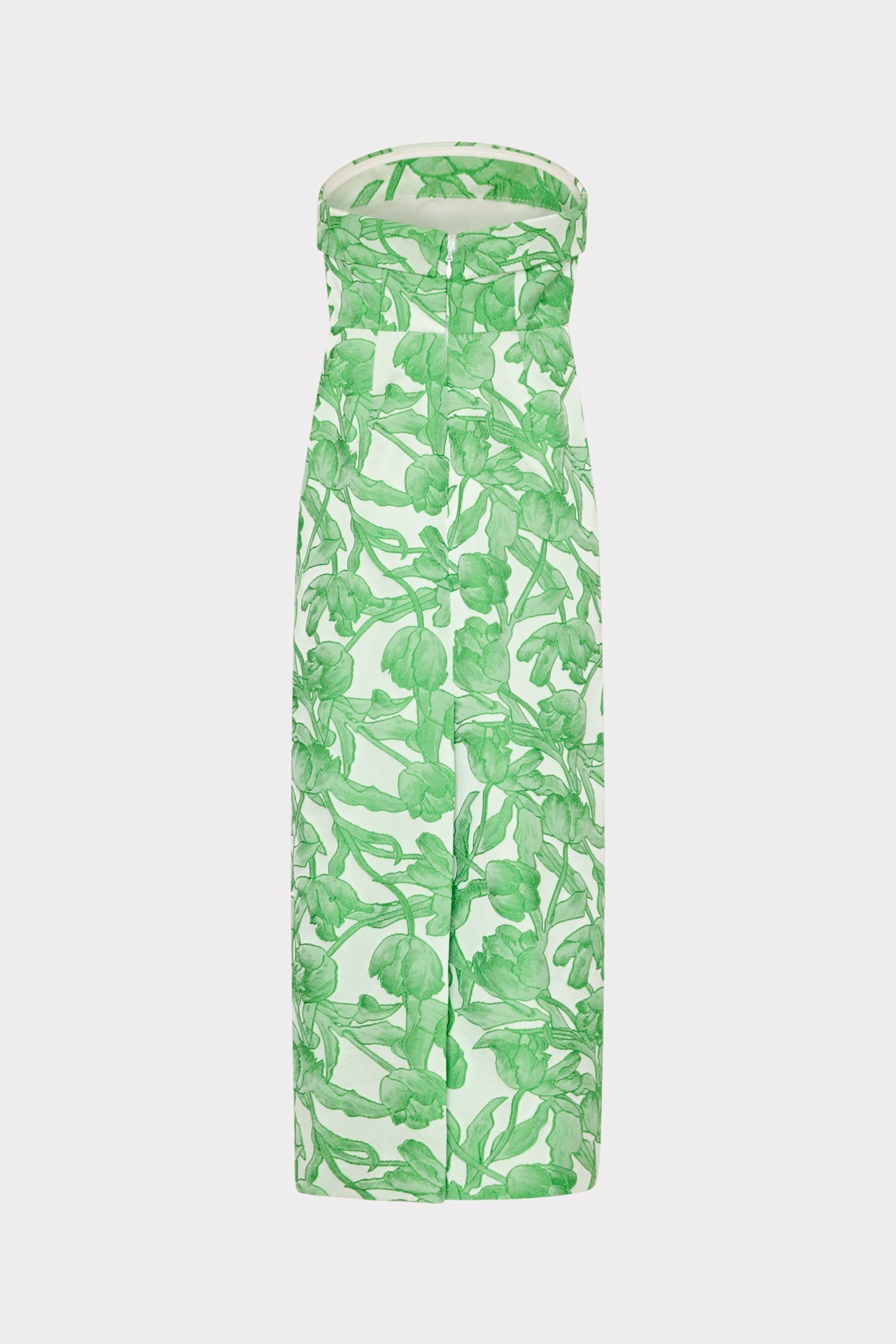 Tulip Jacquard Strapless Dress - Green Multi