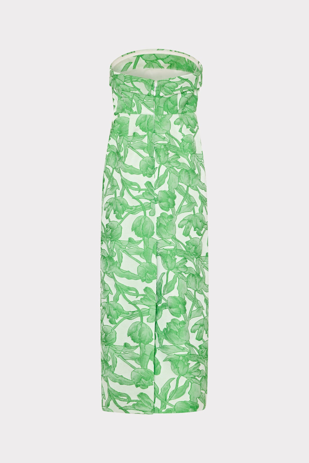 Tulip Jacquard Strapless Dress - Green Multi