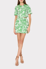 Tulip Jacquard Modern Mini Skirt - Green Multi