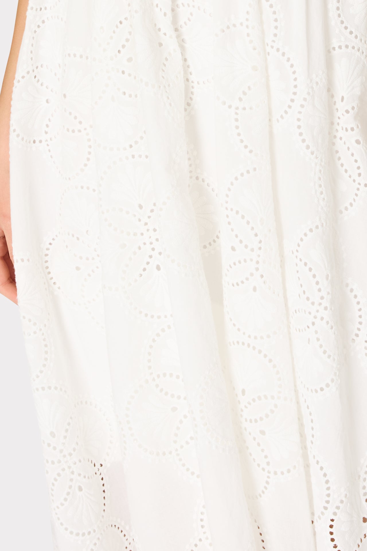 Geo Eyelet Knit Combo Midi Dress - Ecru