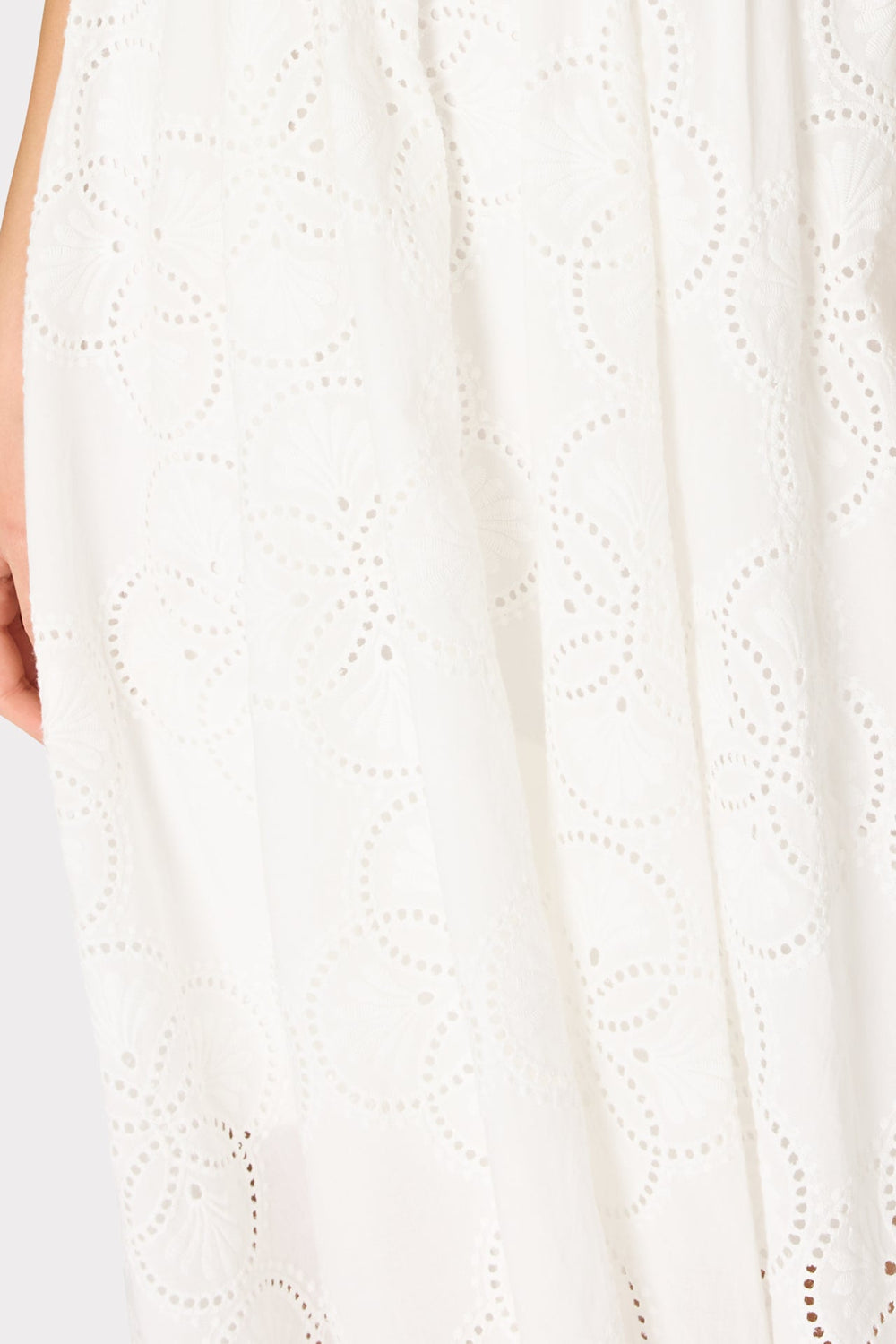 Geo Eyelet Knit Combo Midi Dress - Ecru
