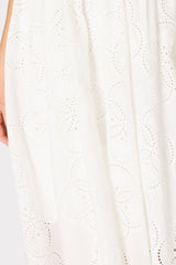 Geo Eyelet Knit Combo Midi Dress - Ecru