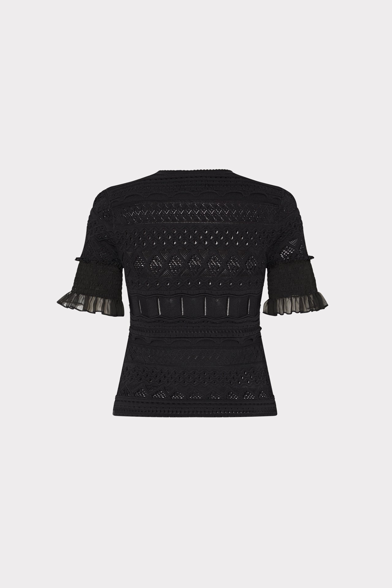 Smocked Finish Pointelle Top - Black