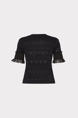 Smocked Finish Pointelle Top - Black