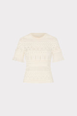 Smocked Finish Pointelle Top - Ecru
