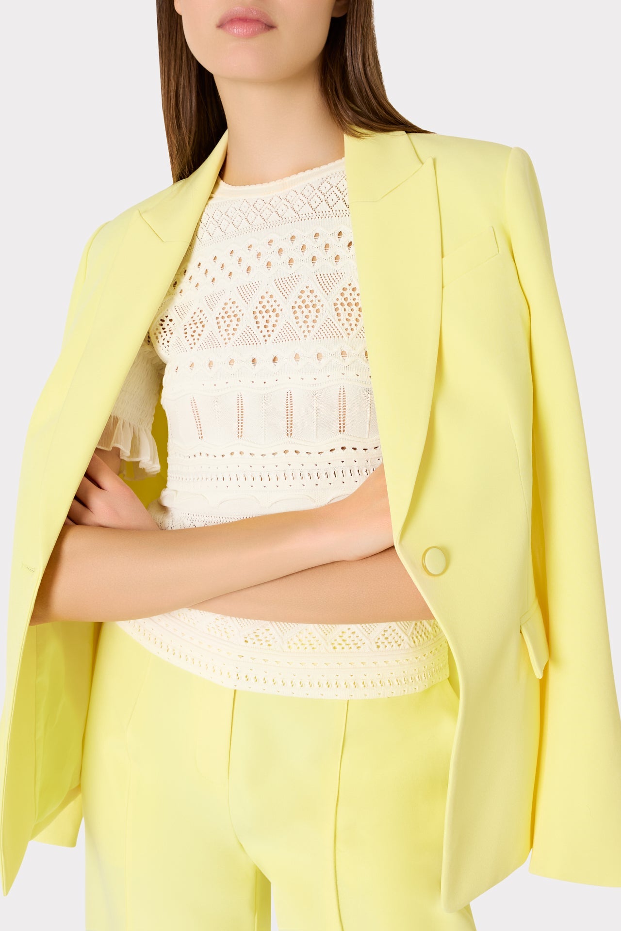 Smocked Finish Pointelle Top - Ecru
