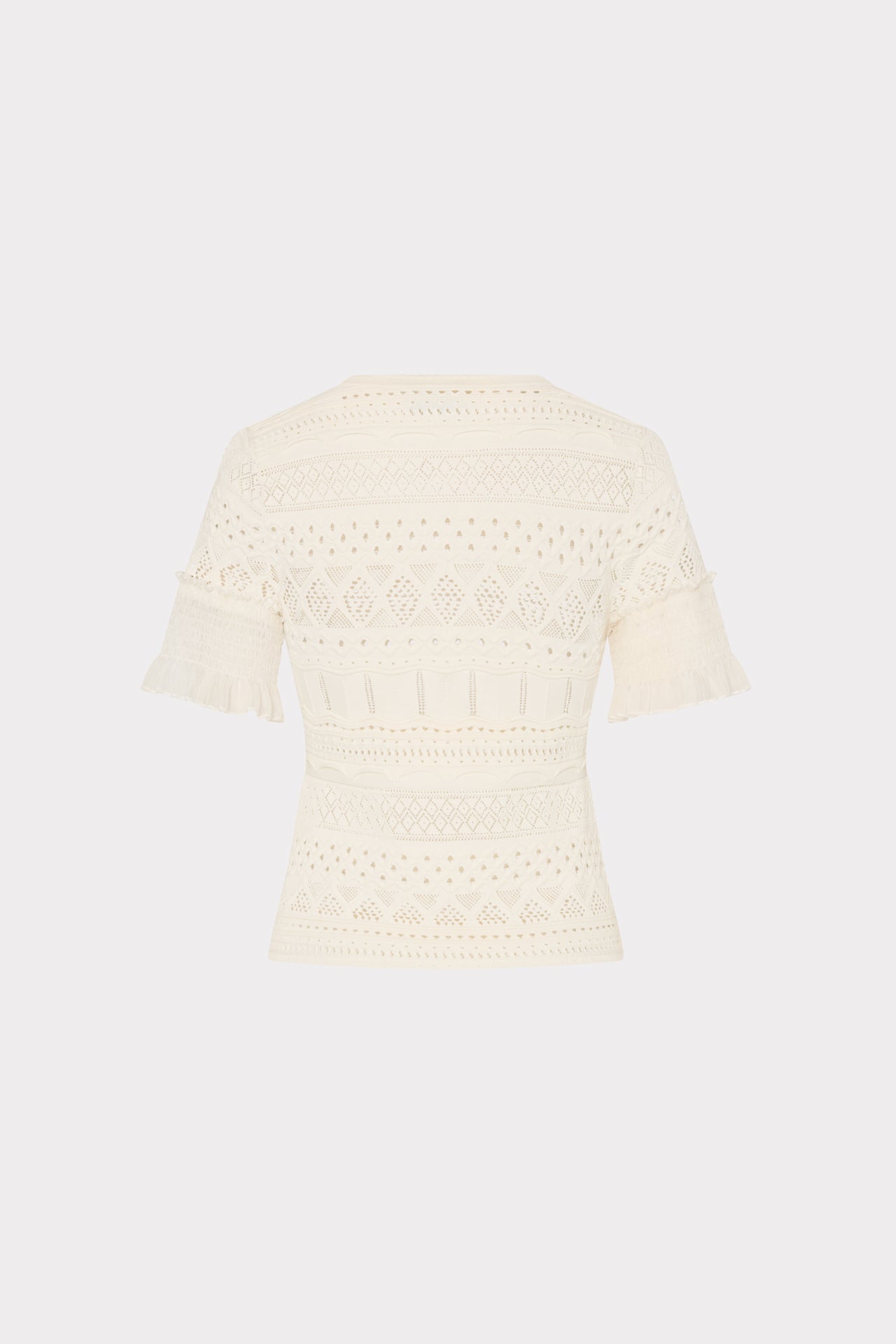 Smocked Finish Pointelle Top - Ecru