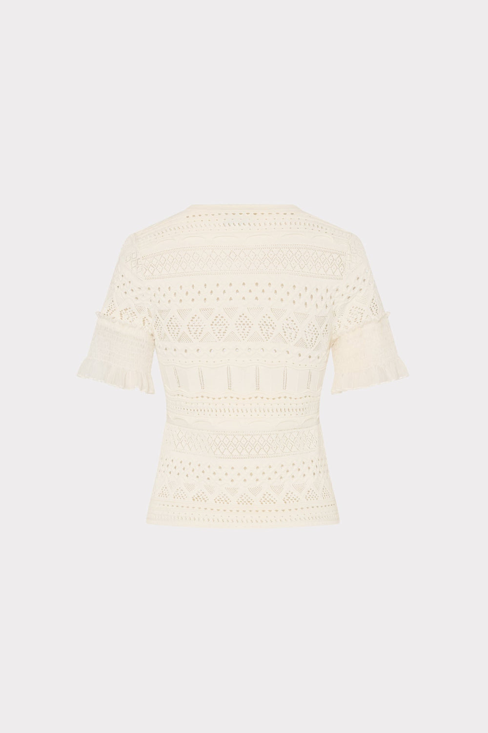 Smocked Finish Pointelle Top - Ecru