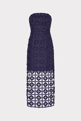 Kait Tile Lace Dress - Navy
