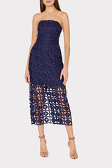 Kait Tile Lace Dress - Navy
