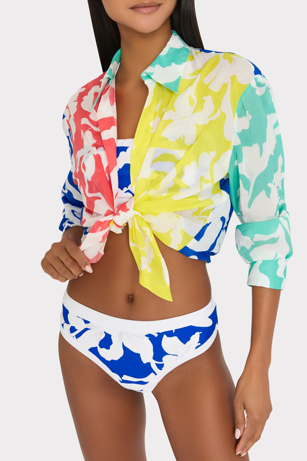 Lily Silhouette Cotton Voile Button Down - Multi