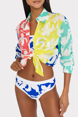 Lily Silhouette Cotton Voile Button Down - Multi