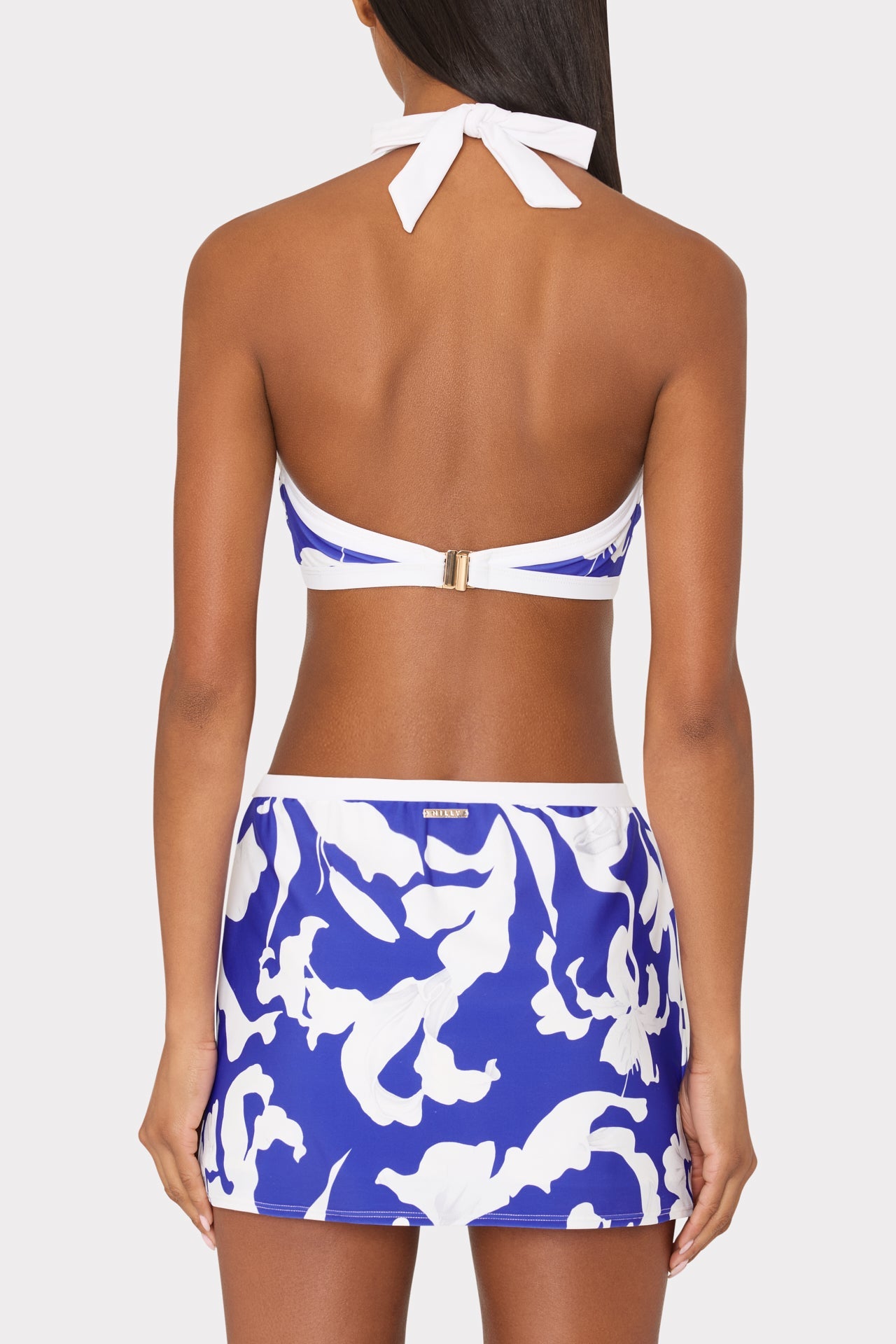 Lily Silhouette Swim Skirt - Blue/Ecru