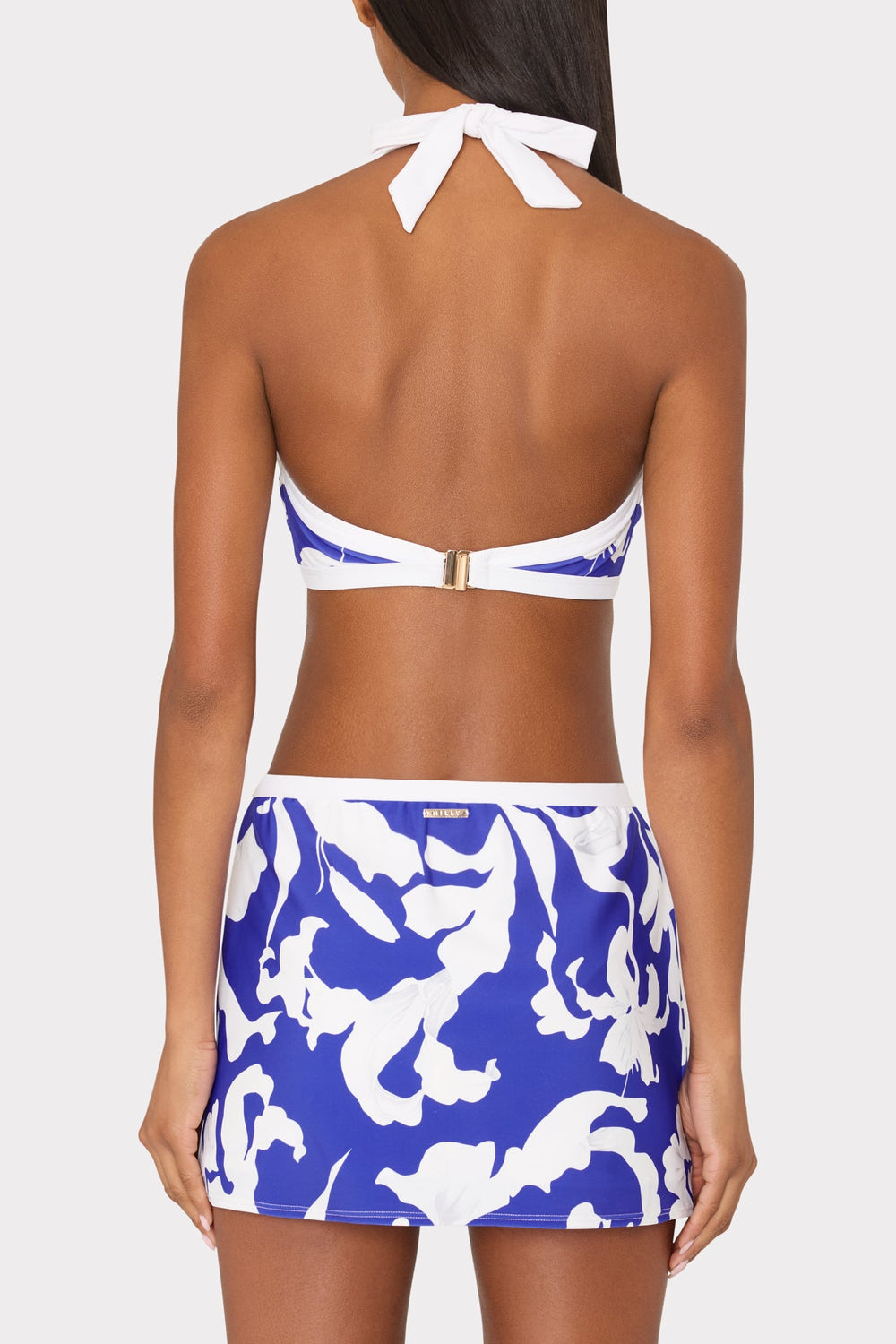 Lily Silhouette Swim Skirt - Blue/Ecru