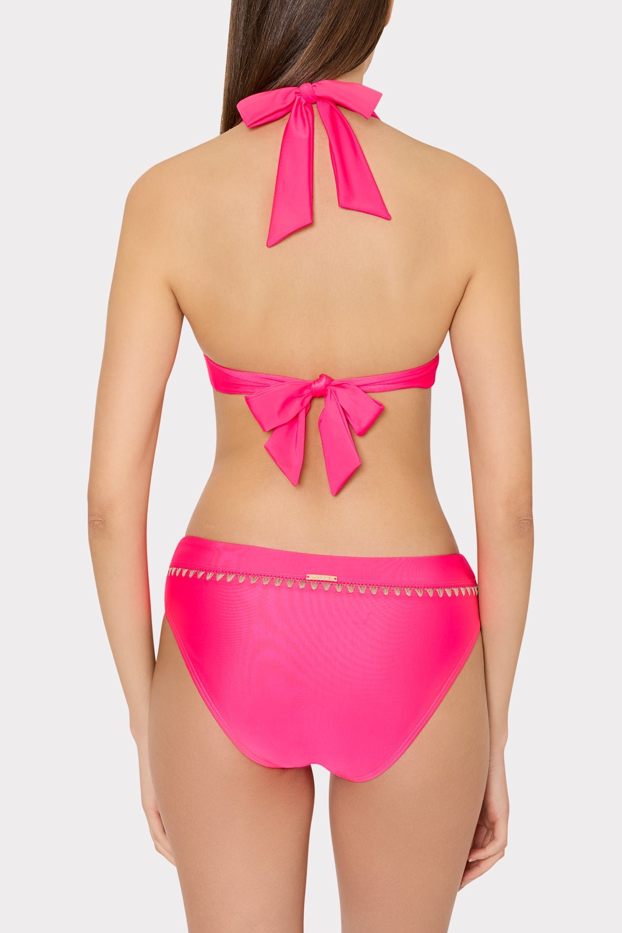 Crochet Stitch Bikini Bottom - Pink/Tan