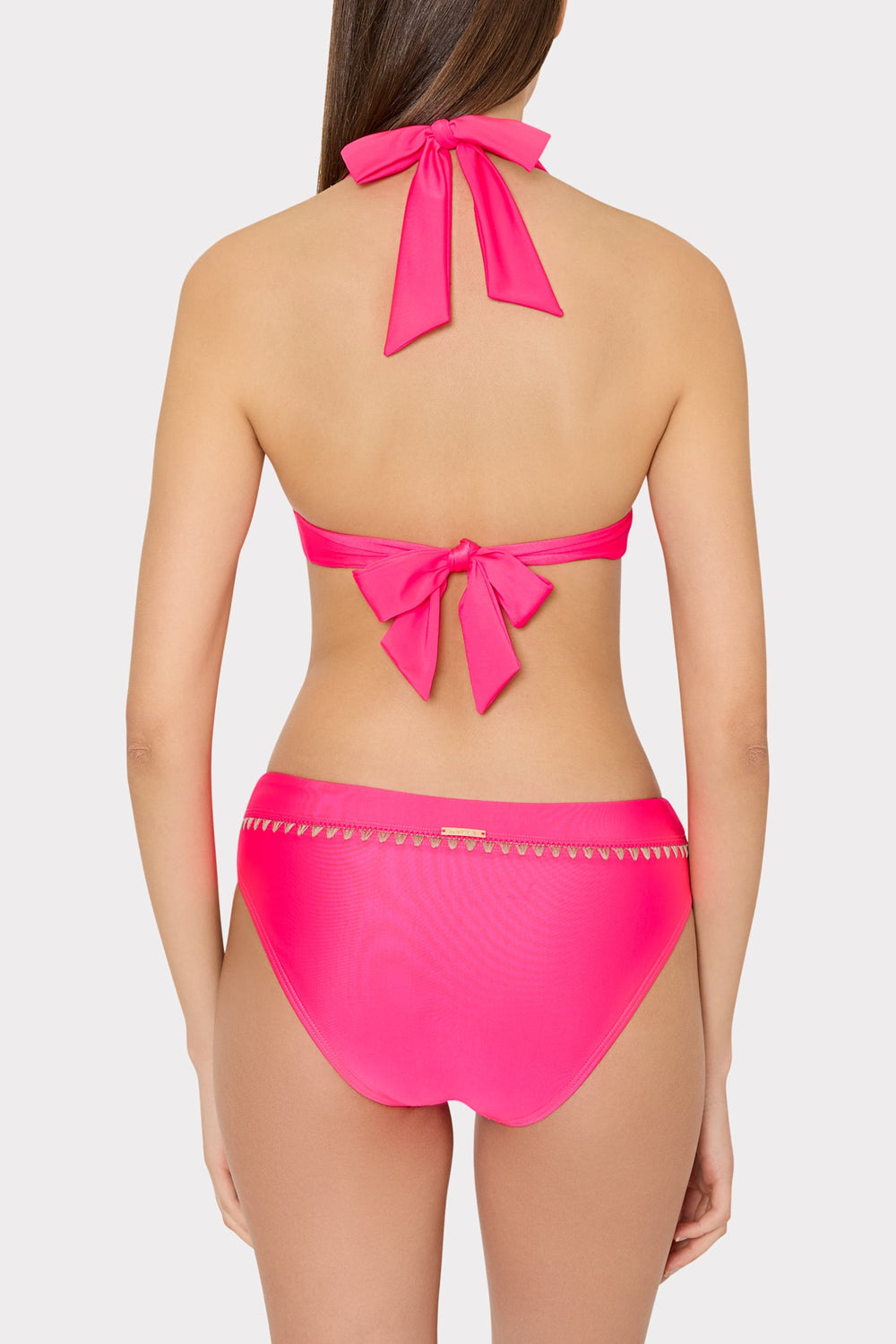 Crochet Stitch Bikini Bottom - Pink/Tan