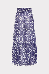 Jem Nautical Chain Tiered Chiffon Skirt - Navy/White
