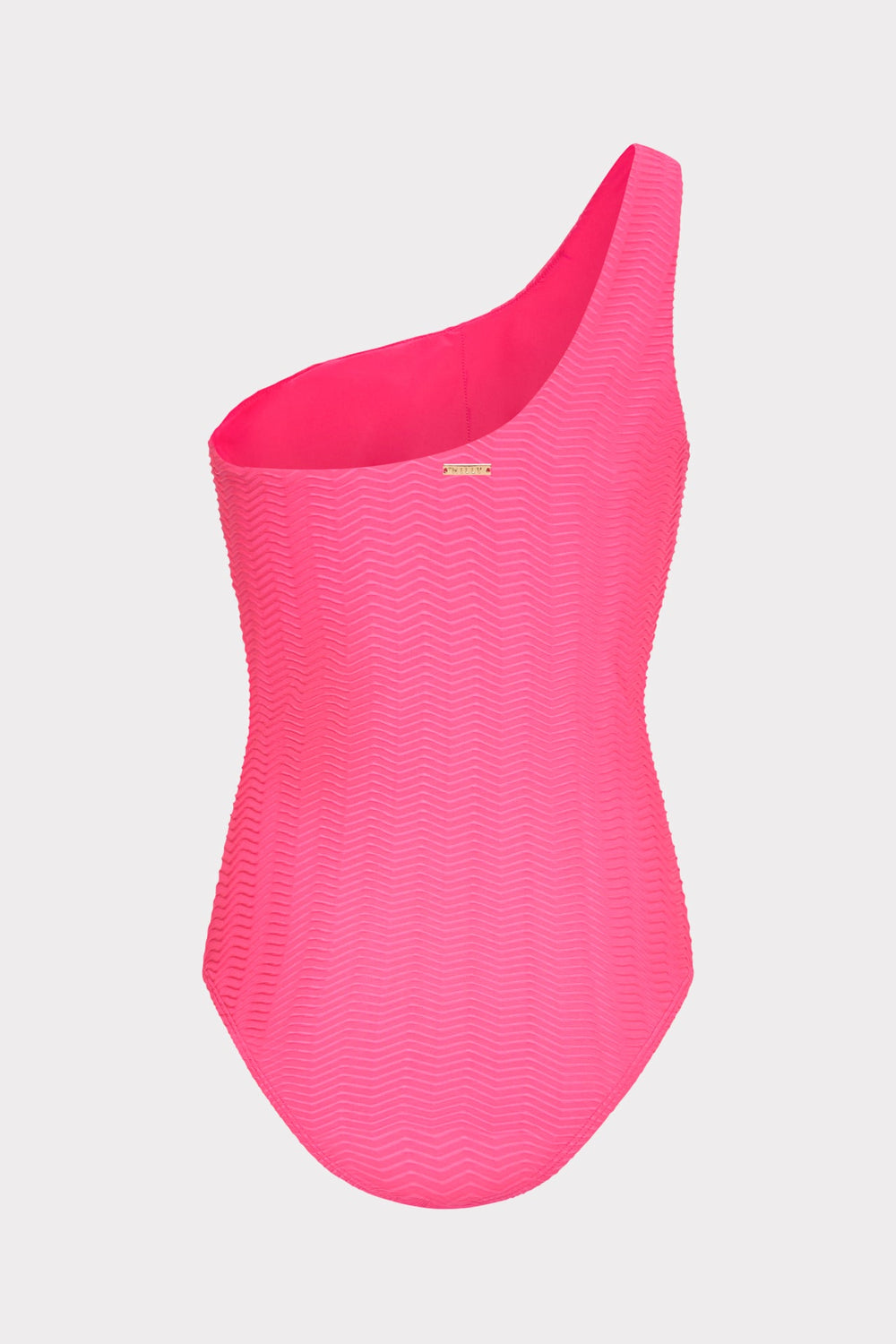 Joni Textured Chevron One Shoulder One Piece - Fuchsia